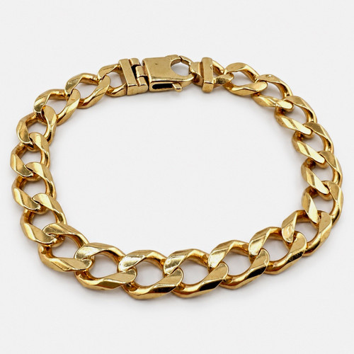 Mens 9ct yellow gold curb - mens,