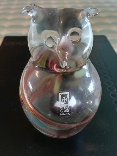 Vintage mdina glass owl - mdina,