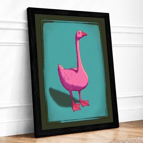 Pink goose modern framed wall - pink,