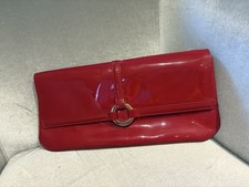 LK Bennett Women's Clutch Bag Red Patent with shoulder Strap
