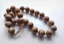 Fossilized Wood Bead Beaded Necklace Brown Tones Boho Hippie Layering