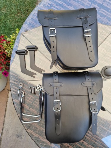 Motorcycle leather saddlebags - motorcycle,