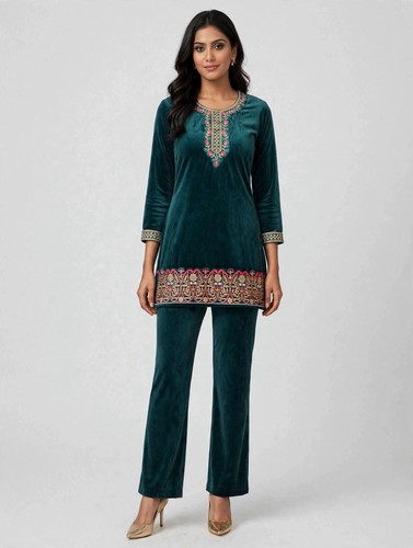 Piece velvet coat set - velvet,