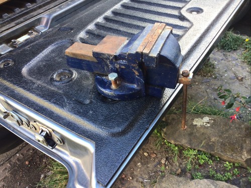 Cast iron bench vice blue - iron,