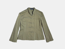 Alain Figaret Designer Shirt Light Jacket Military Army Green Cotton Sz 38 / 8