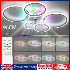 RGB LED Ceiling Fan Light Dimmable Chandelier Living Room Lamp W/ Remote Control