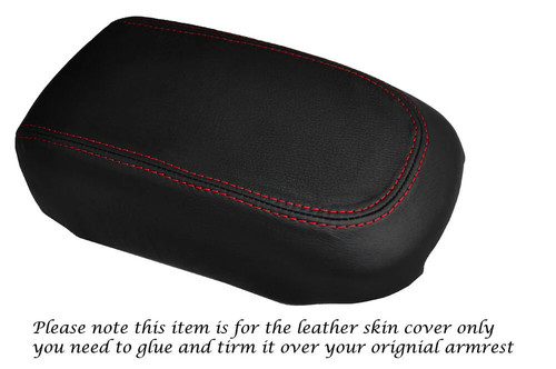 Red stitch leather armrest - red,