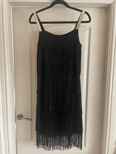 Black fringe flapper dress - flapper,