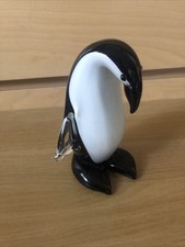 Hand Blown Penguin Art Glass Sculpture 6.5” High Heavy