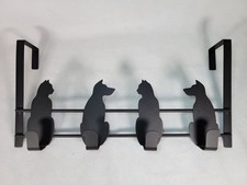 Over The Door Coat Hooks Hanger Cats & Dogs Matt Black Metal 4 Hooks Rare Prop