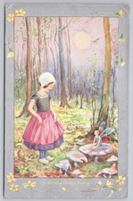 Artist Ethel Parkinson Postcard A Really Truly Fairy Girl & Mushroom c.1920s