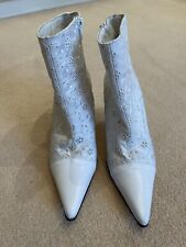 Faith Solo White Embroidery Anglaise Ankle Boots Size 6