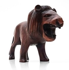 Carved Wooden Male Lion roaring, Treen, Africa, Ornament, animated, hand carved.