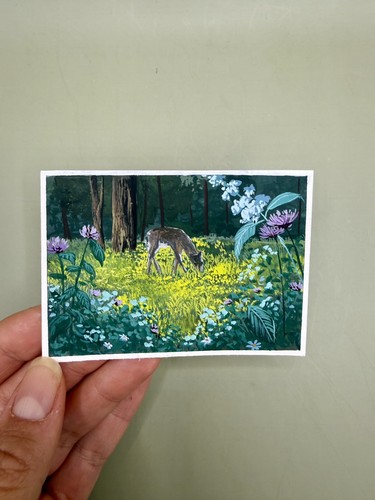 Aceo original mini deer - aceo, mini,