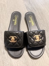 CHANEL Black Slide Sandals