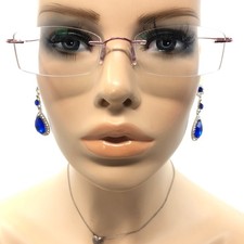 Emporium Surprise Glasses Frames Pink Rimless Eyeglasses Spectacles Frame Only