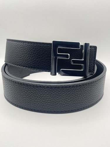 Fendi black leather belt - leather,