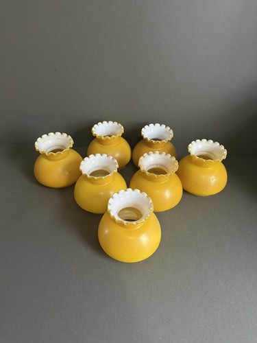 Vintage lamp shade mustard - 7,