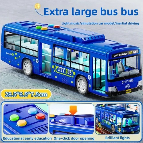 Large pull back bus toy - pull, light