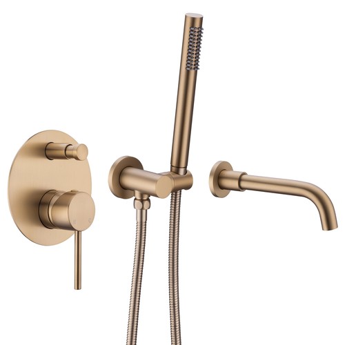 Brushed brass bath tap wall - tap,