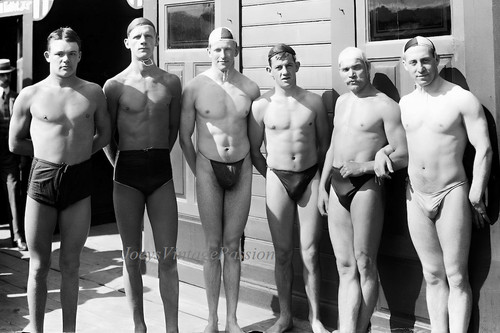 1909 men shirtless swimmers - 1909,