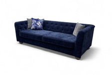 DFS 'Libertie' 4 Seater Sofa Alva Plain Chenille Navy Chesterfield RRP £900 NEW