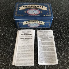 Cardinal Double 12 Dominoes Jumbo Color Dot Set in Tin Mexican Train 16 Game Set