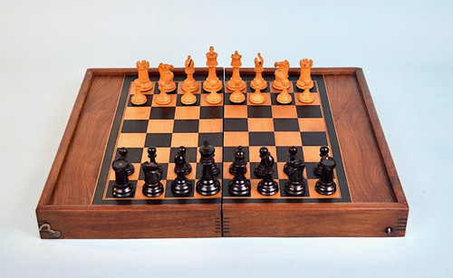 Antique walnut games board - antique,