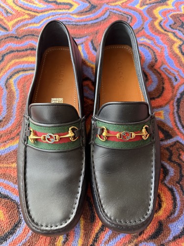 Gucci black leather green - leather,