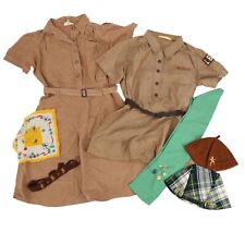 Vintage Girl Scouts Brownies 40s or 50s Dress Sash Uniform Accessories Bundle