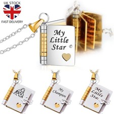 Openable Pages Book Pendant Necklace Engraved Gift for Daughter Grandaughter Son