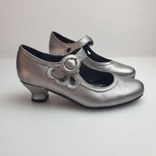 Hotter Valetta Shoes Size 4 Mary-Jane Style Ladies Silver Kitten Heel Festive