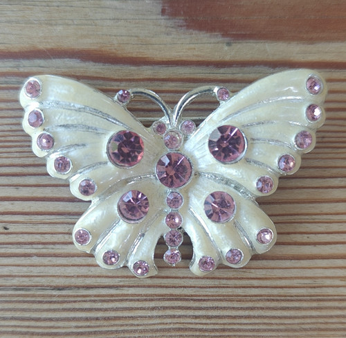 Silver tone butterfly brooch - silver,