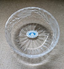Vintage Tutbury Crystal Cut Lead Glass Trinket Dish Small Flower Leaf Design