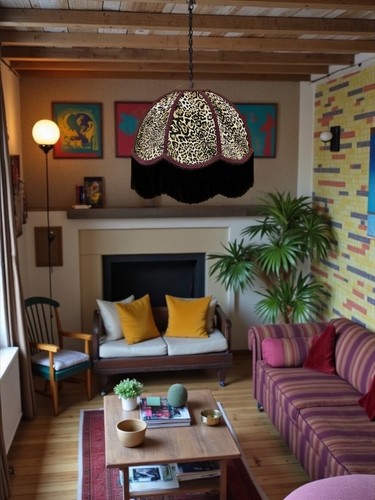 Lynx animal print table - , lamp