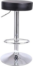 KKTONER Round Bar Stool PU Leather with Footrest Height Adjust Black *USED ONCE*