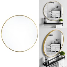 Large Industrial Round Wall Mirror Brushed Gold Framed Mirror 50 60 80cm Mirrors