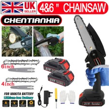 2 Batteries 4000W Mini Chainsaw Cordless 6&4'' Electric One-Hand Saw Wood Cutter
