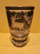 Bohemian Green Cut to Clear Goblet