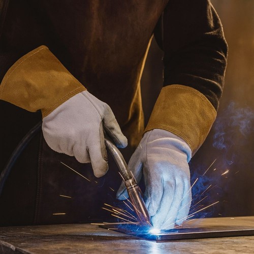 Welding gloves leather long - welding,