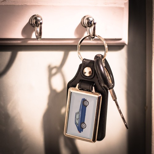Retro leather look key - ring,