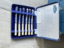 Antique Cream Handled Sheffield Steel And Silver Butter Knives In Original Box