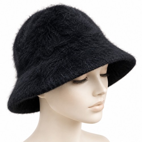 Womens angora wool cloche - wool,