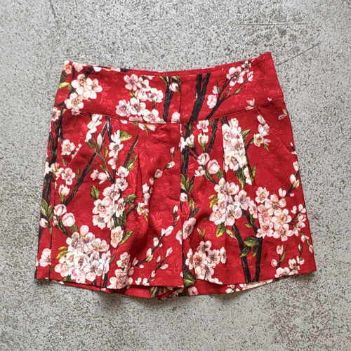 Red floral jacquard high rise - red,