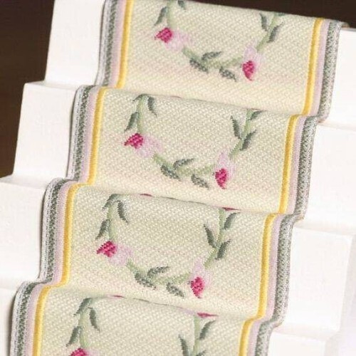 Pink rose stair carpet - carpet,, dolls