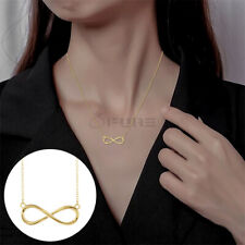 Infinity Pendant 925 Sterling Silver Adjustable Cable Chain Women Charm Necklace