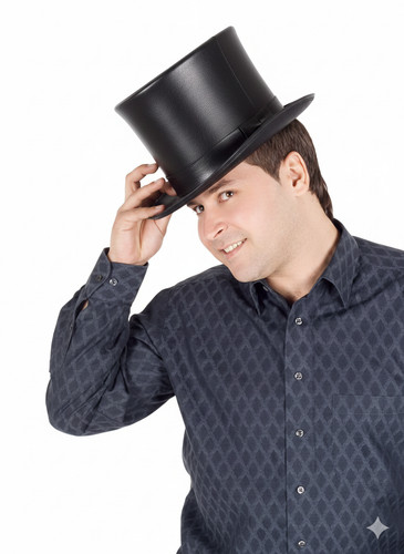 Genuine leather top hat black - leather,