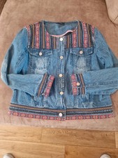 Ladies Retro Aztec Design Blue Denim Jacket Size 12 by Klass BNWOT