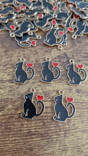 Enamel lucky black cat - enamel,