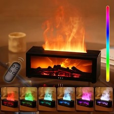 LED Flame Essential Oil Diffusers Fireplace Air Humidifier & Remote Control UK